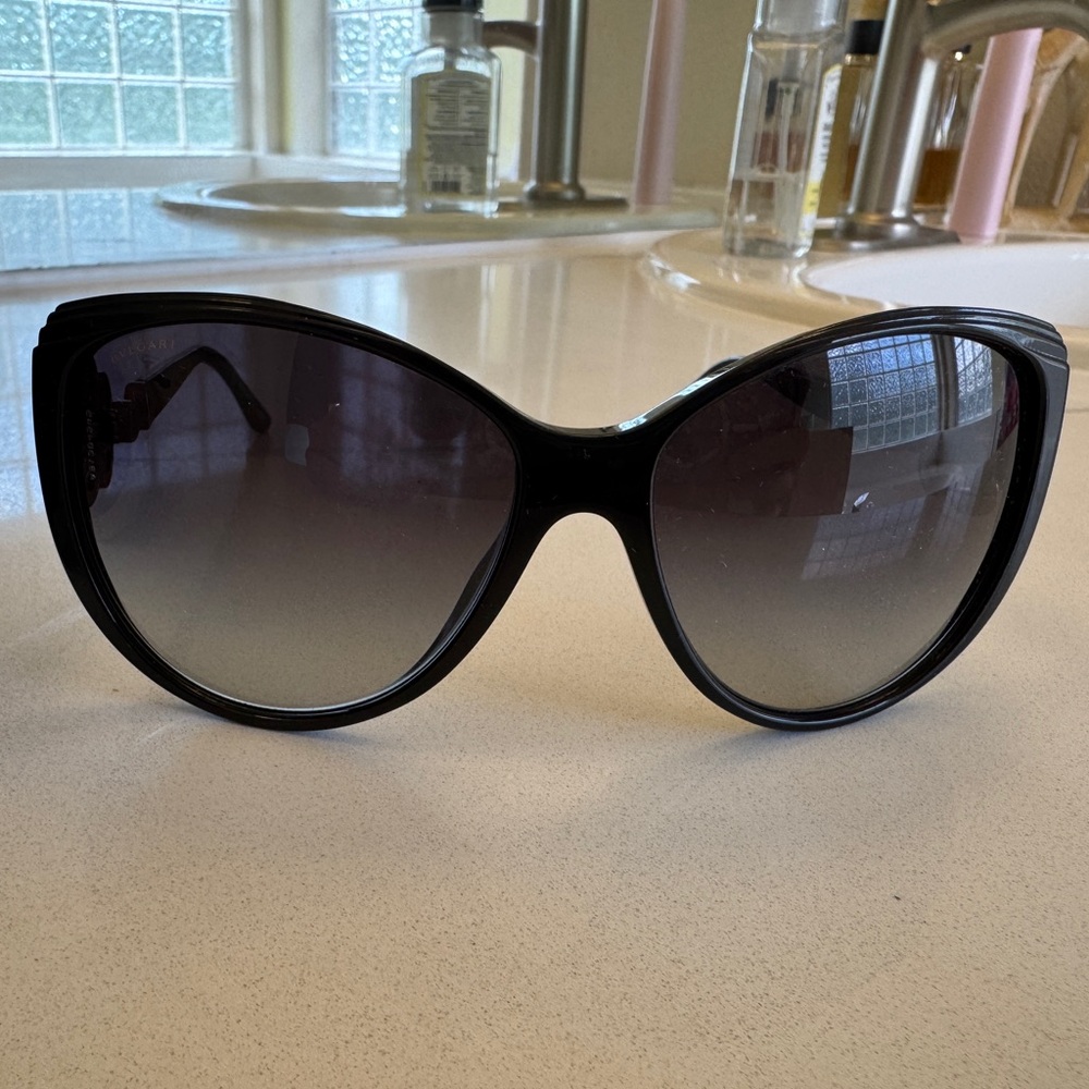 Bulgari Black Sunglasses with Gradient Lenses